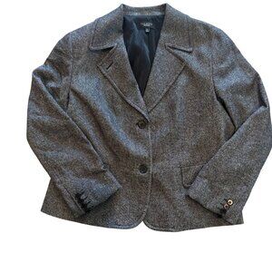 Talbots Womens Charcoal Gray Wool Blend Blazer Size 16 With Button Closure